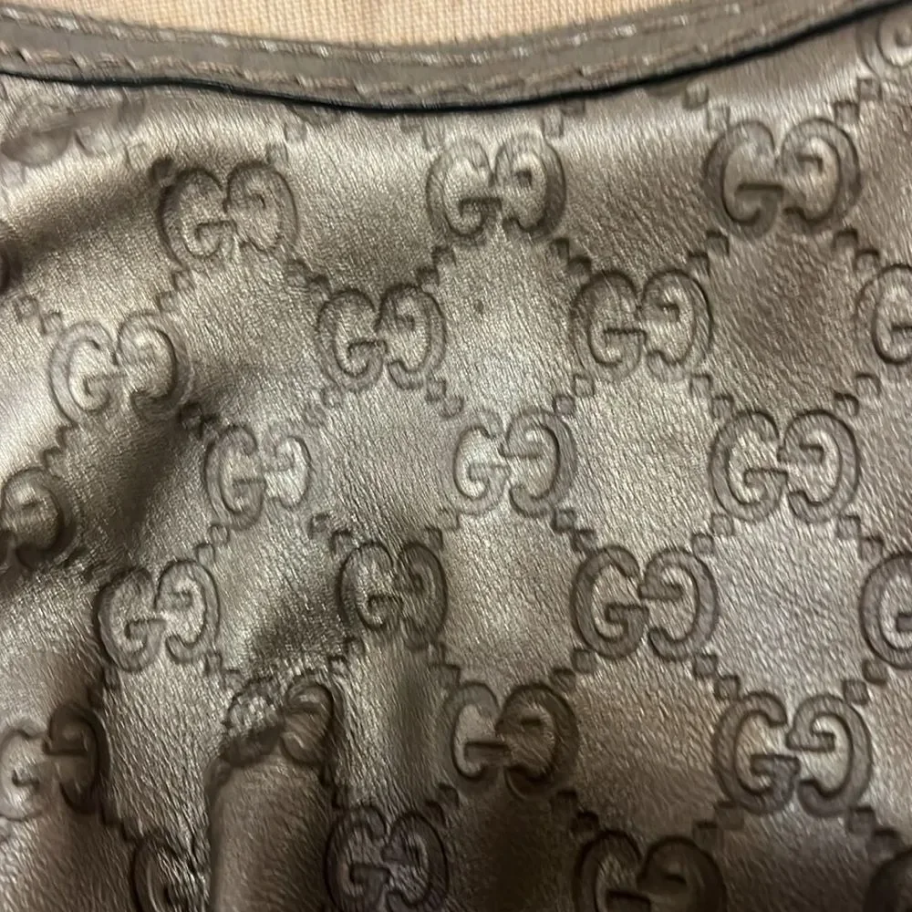 Gucci grey guccissima leather jockey hobo